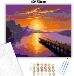  Bíbor alkonyi stég - számfestő készlet - 40×50 cm (Keretre feszítve)