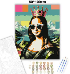  Mona Lisa királynő - számfestő készlet - 80×100 cm (Keretre feszítve)