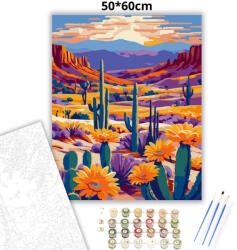  Tüzes sivatagi kaktuszok - számfestő készlet - 50×60 cm (Keretre feszítve)