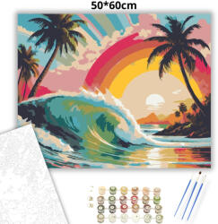  Tropusi hullámtörés - számfestő készlet - 50×60 cm (Keret nélkül)