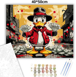  Nagymenő pénzes kacsa - számfestő készlet - 40×50 cm (Keretre feszítve)
