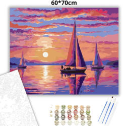  Aranyló vitorlások csendje - számfestő készlet - 60×70 cm (Keretre feszítve)