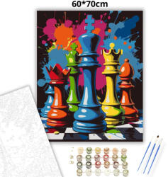  Vibráló sakkfigurák - számfestő készlet - 60×70 cm (Keret nélkül)