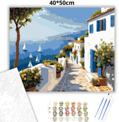  Tengeri kilátás - számfestő készlet - 40×50 cm (Keretre feszítve)