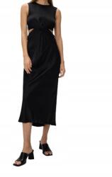 Reserved Fekete Szatén Ruha Midaxi Kivágások Széles Vállpántok Klasszikus XL