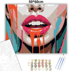  Csábító ajkak - számfestő készlet - 50×60 cm (Keretre feszítve)