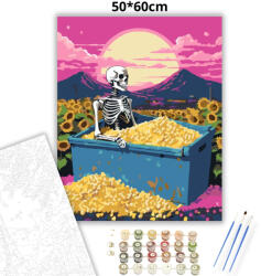  Szürreális csontváz pihenő - számfestő készlet - 50×60 cm (Keretre feszítve)