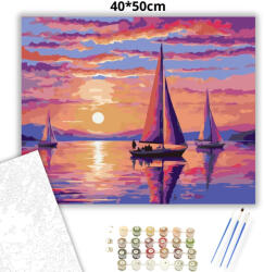  Aranyló vitorlások csendje - számfestő készlet - 40×50 cm (Keretre feszítve)