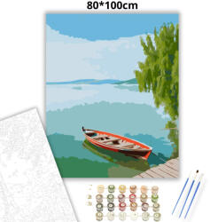  Békés csónakringás - számfestő készlet - 80×100 cm (Keret nélkül)