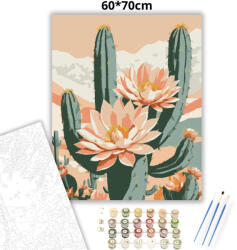  Virágzó kaktusz - számfestő készlet - 60×70 cm (Keret nélkül)