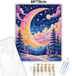  Mesés sarlóhold ragyogása - számfestő készlet - 60×70 cm (Keret nélkül)