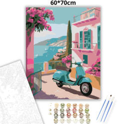  Robogó a teraszon - számfestő készlet - 60×70 cm (Keretre feszítve)