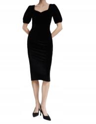 Reserved Fekete Ruha Velúr Rövid Ujjú Szív Nyakkivágással Klasszikus Reserved Xs