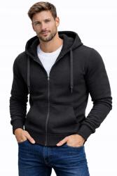 Recea Férfi kapucnis pulóver kenguru cipzáras pamut zsebekkel, fekete, M (2024)