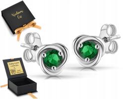 ZŁOCISTO Ezüst fülbevaló zöld cirkónia csavarokkal virág perec zöld 925