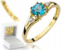 ZŁOCISTO Topáz És Gyémánt Gyűrű 585-AS Minősítéssel (biżuteria na urodziny imieniny rocznicę)