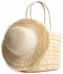 Szaleo Penne nyári szett kalap és strandtáska szett Világos bézs