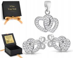 ZŁOCISTO Ezüst Szív Szett Fülbevaló Medál 925 Gravírozás (6)