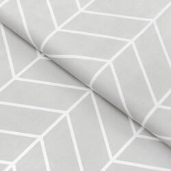 Goldea pamutvászon - fehér cikkcakk szürkén 160 cm