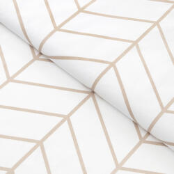 Goldea pamutvászon - bézs cikkcakk fehéren 160 cm