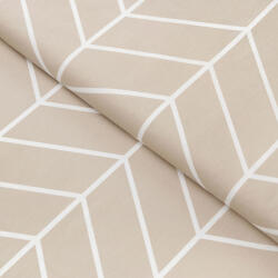 Goldea pamutvászon - fehér cikkcakk bézsen 160 cm