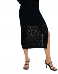 Reserved Fekete Kötött Áttört Midaxi Szoknya Kivágással Magas Derekú S