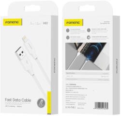 FONENG X63 Lightning USB kábel 2.1A 1M Fehér - mobil-box