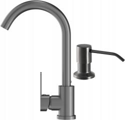 Granitan Konyhai Csaptelep Adagoló Kerek Gun Grey Metál Csaptelep Prestige Mosogató (PRESTIGE gun grey + DOZOWNIK)