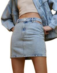 Reserved Kék Pamut Mini Farmer Szoknya Dekoratív Kivágásokkal 38-AS