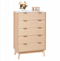 VEVOR Fa Komód 5 Fiókkal, 39, 9x74, 9x121, 9 cm, Világos Fa Színű Fiókokkal (XDBLKCTJ1L5COEAFX)