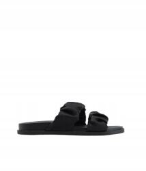 Reserved Flip-flop Papucs Dekoratív Csíkokkal Fekete Lapos Klasszikus Sima 38-AS (4967Y)