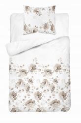 Detexpol Szatén ágyneműhuzat 140x200 Bézs barna virágok Home Satin (5904708946217)