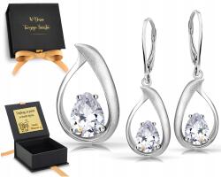 ZŁOCISTO Elegáns Ezüst Ékszer Szett Lógós Fülbevaló 925 Gravírozás (7)