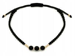 Lovrin 585 arany golyós karkötő fekete zsinóron 14kt golyókkal ajándék 0.67g (65984706)