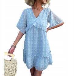  Ruha Női Elegáns Chiffon Mini Virágok S Virágos Nyakkivágással (ZVLXU9140)