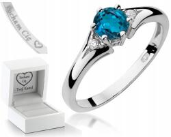 ZŁOCISTO Topáz Gyűrű London Kék Gyémántok Fehér Arany (biżuteria na urodziny imieniny rocznicę)