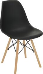 Mobikon Scaun plastic negru picioare fag Cinkla 46x54x82 cm (0000228352deco)