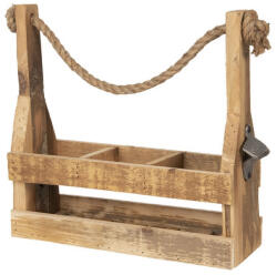 Clayre & Eef Suport 3 sticle din lemn natur 32x11x32 cm (6H1882) Suport sticla vin