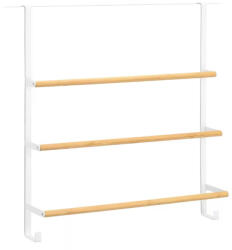 Zeller Suport prosoape pentru usa Zeller, metal bambus, 51x13x56 cm, alb (ZE-13839)