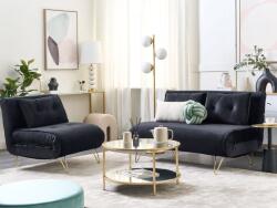 MAXISHOP Italia Collection Set de living cu 3 locuri VESTFOLD Catifea Negru