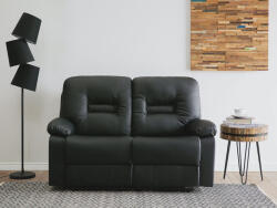 MAXISHOP Italia Collection Canapea cu recliner manual cu 2 locuri BERGEN Piele ecologica Negru Canapea
