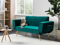 MAXISHOP Italia Collection Canapea extensibila cu 2 locuri SAARELA Catifea Verde smarald Canapea