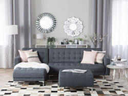 MAXISHOP Italia Collection Coltar extensibil modular cu 4 locuri ABERDEEN Gri inchis cu otoman Dreapta