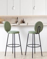 MAXISHOP Italia Collection Set de 2 scaune de bar EMERY Boucle Verde deschis