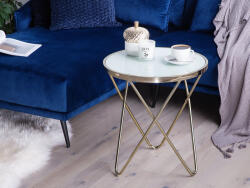 MAXISHOP Italia Collection Masa laterala MERIDIAN Sticla securizata Auriu Masa de cafea