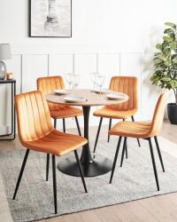 MAXISHOP Italia Collection Set de 4 scaune dining KALISPELL Catifea Portocaliu