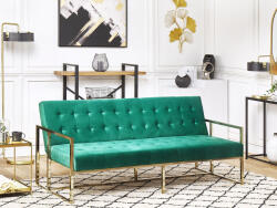 MAXISHOP Italia Collection Canapea extensibila cu 3 locuri MARSTAL Catifea Verde smarald Canapea