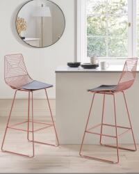 MAXISHOP Italia Collection Set de 2 scaune de bar BISBEE Metal Roz auriu