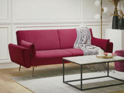 MAXISHOP Italia Collection Canapea extensibila cu 3 locuri EINA Catifea Bordo Canapea