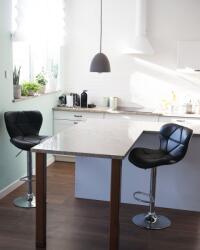 MAXISHOP Italia Collection Set de 2 scaune de bar VALETTA Piele ecologica Pivotant Negru - sanitare-online - 1 118,60 RON